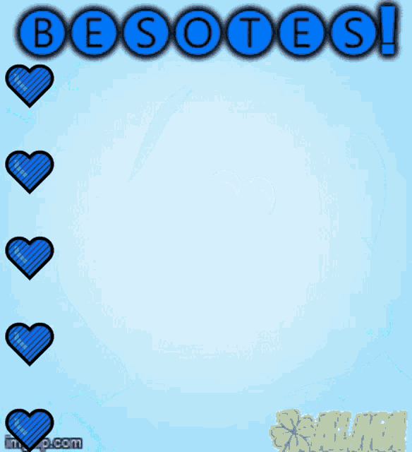 a picture of a blue dog with hearts and the words besotes