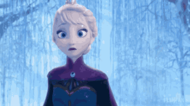 a close up of a cartoon character with a surprised expression on her face