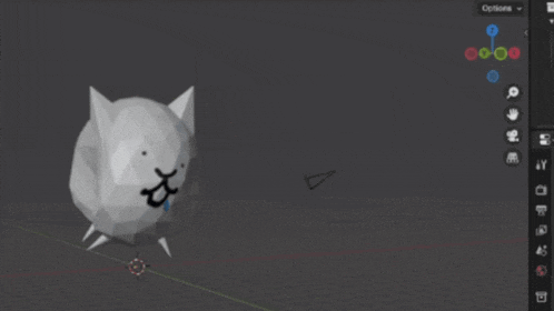 a 3d model of a white cat with spikes and options visible