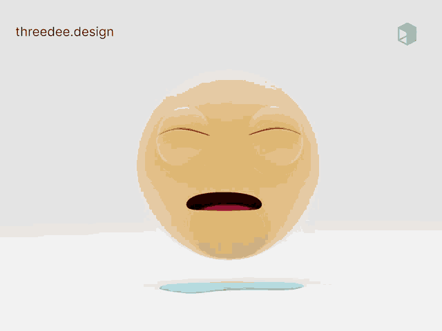 a cartoon face with a tear coming out of it and the website threedee.design in the corner