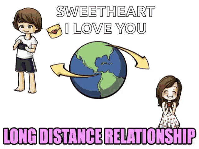 a sweetheart i love you long distance relationship poster with a boy and a girl