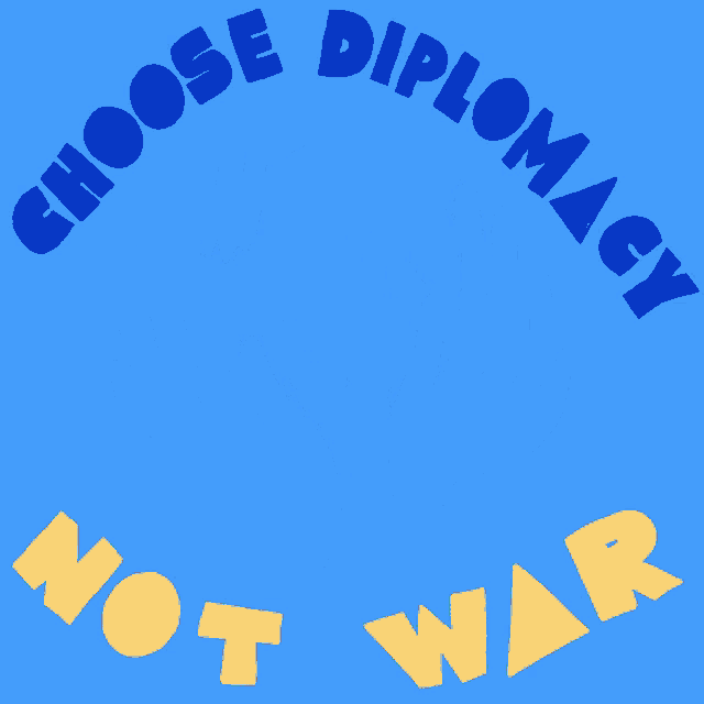 a poster that says choose diplomacy not war with two hands holding a dove