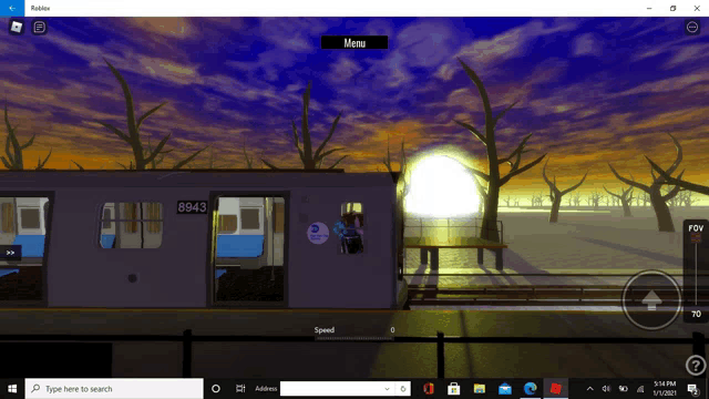 a screenshot of a roblox game shows a train with the number 8943 on it