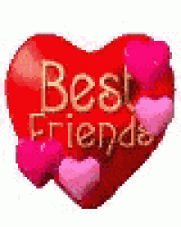a red heart with the words `` best friends '' written on it