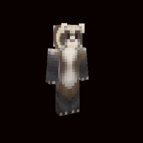 a pixel art of a ferret with a hood on