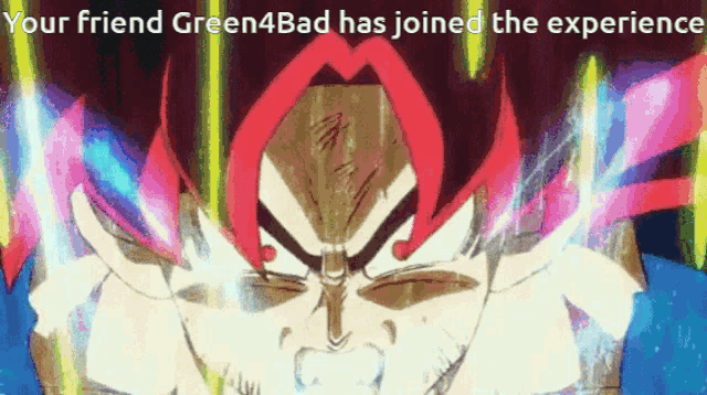 a cartoon of a man with red hair and a caption that says your friend green4bad has joined the experience