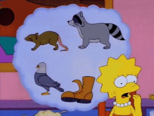 a cartoon shows a raccoon a pigeon a rat and a boot