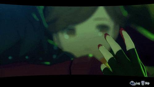 a video game screen shows a girl saying ah ah