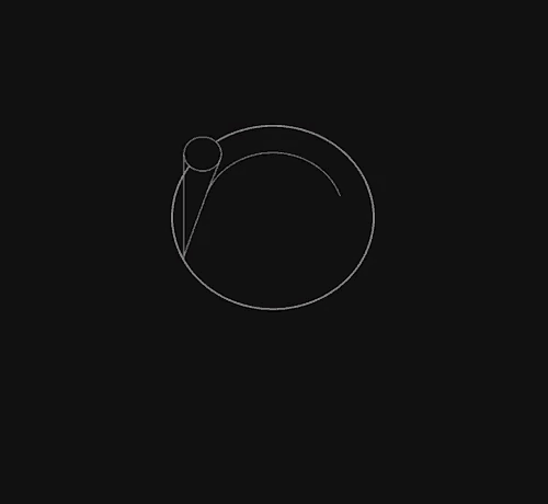 a drawing of a circle with a circle in the middle on a black background .