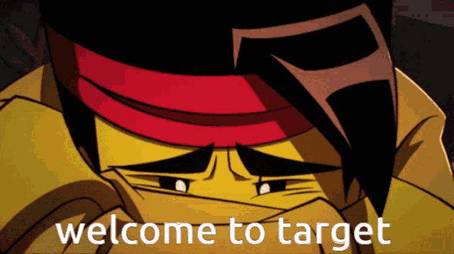a cartoon character with the words welcome to target on the bottom right