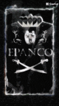 a black and white drawing of a man with a crown and the word epanco