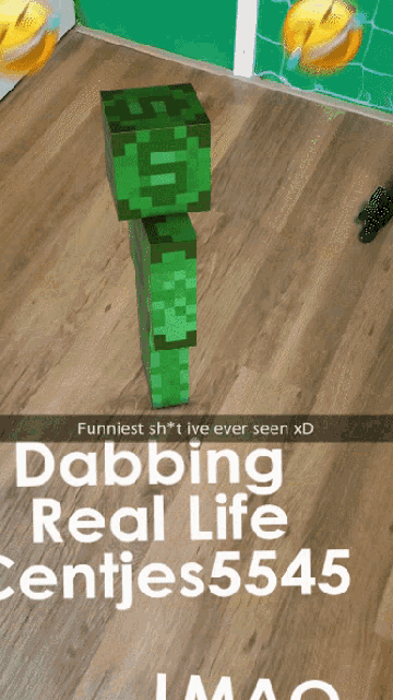 a picture of a minecraft character with the caption dabbing real life centjes55445