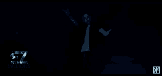 a dark background with the number 57 million written on it
