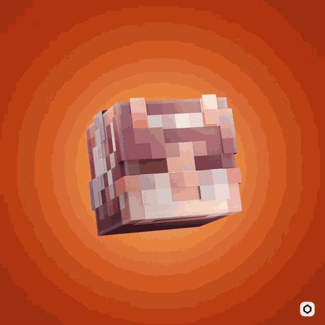a cube that looks like a minecraft character is surrounded by confetti