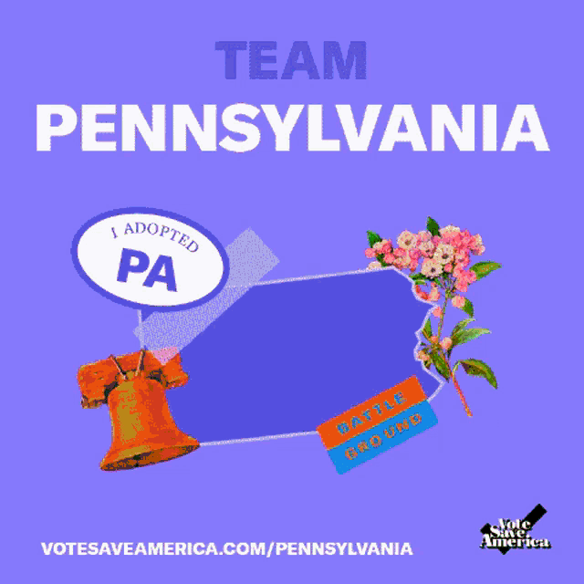 a poster for pennsylvania with a bell and flowers