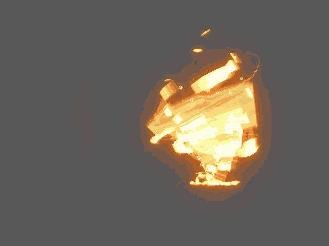 a cartoon illustration of a fire explosion with the letters r and e visible