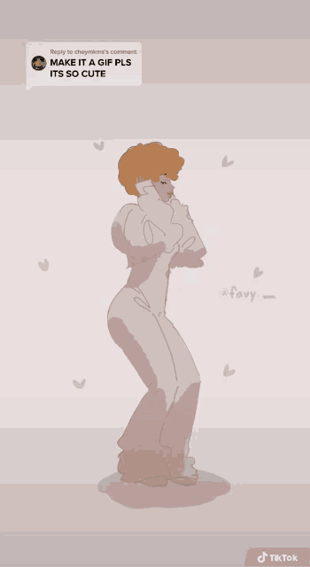 a drawing of a person with a reply that says make it a gif pls it 's so cute