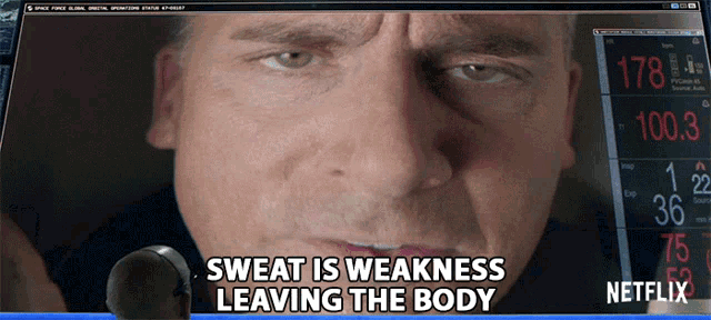 Sweat Is Weakness Leaving The Body General Mark R Naird GIF - Sweat Is Weakness Leaving The Body General Mark R Naird Steve Carell GIFs