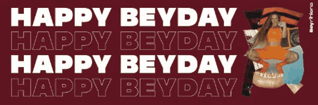 a poster that says happy beyday with a picture of a woman 's face