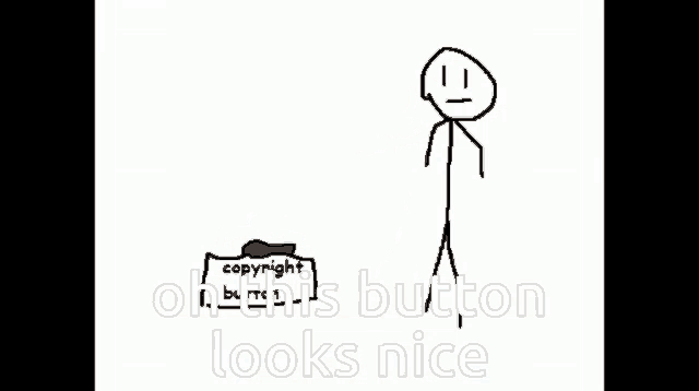 a drawing of a copyright symbol with the words oh this button looks nice