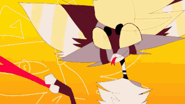 a drawing of a cartoon character with a heart in its mouth