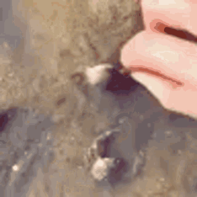 a close up of a person 's hand holding a piece of metal .