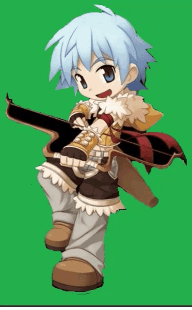 a cartoon character is holding a bow and arrow .