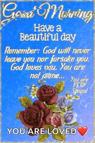 have a beautiful day remember god will never leave you nor forsake you god loves you you are not alone