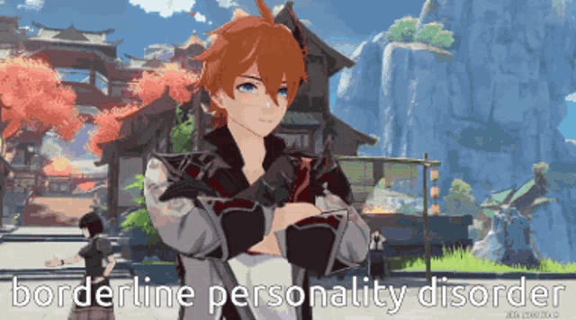 a video game character with the words borderline personality disorder