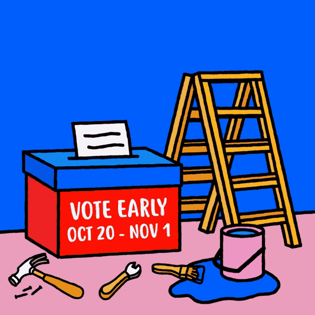 a cartoon of a box that says vote early oct 20 nov 1