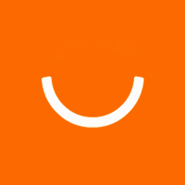 an orange background with a sun and clouds and the words good morning