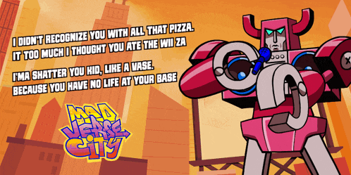 a cartoon of a robot with the words i didn 't recognize you with all that pizza