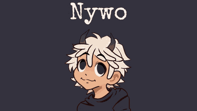 a cartoon drawing of a boy with horns and the name nuwkuh on the bottom