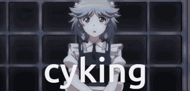 a picture of a girl with the word " cyking " on it