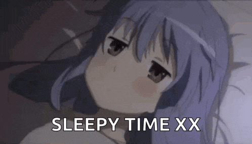 a girl is laying in bed with her eyes closed and the words `` sleepy time xx '' written on the bottom .