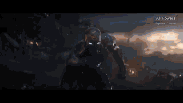 a scene from the movie avengers endgame with a lightning bolt coming from thor 's hammer