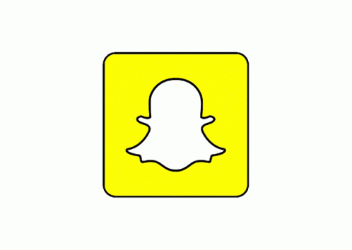a yellow square with a white snapchat icon inside of it