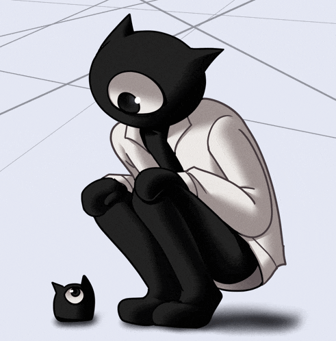 a cartoon drawing of a man with a cat 's head