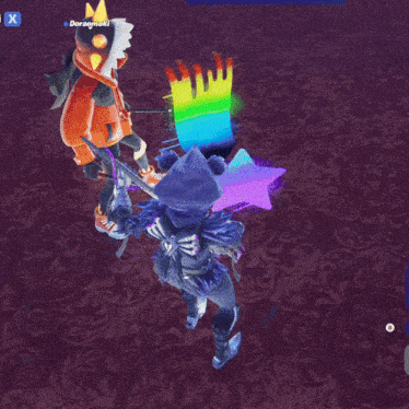 a person in a video game named dorae moki is standing next to another person