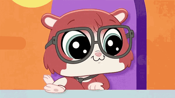 a cartoon hamster wearing glasses and a tie