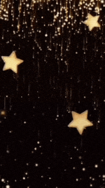 a black background with gold stars and a blue circle in the middle