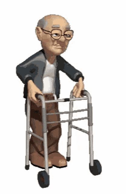 an elderly man is walking with a walker .