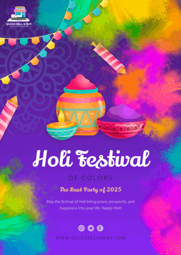 a poster for holi festival of colors with a colorful background