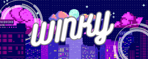 the word winky is displayed on a purple background