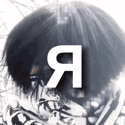 a black and white photo of a person with the letter a in the corner
