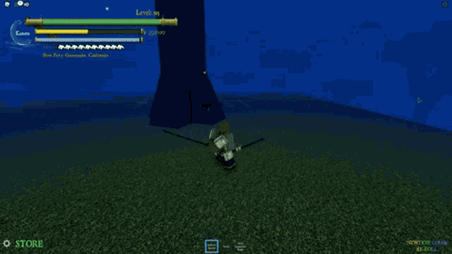 a screenshot of a video game showing a character with a sword