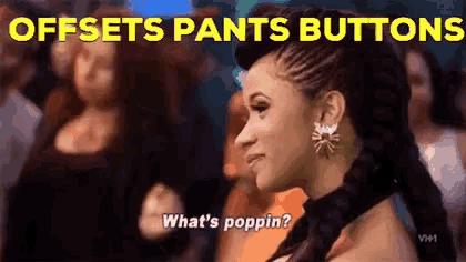 a woman in a braided hairstyle is standing in front of a crowd and says `` what 's poppin ? ''