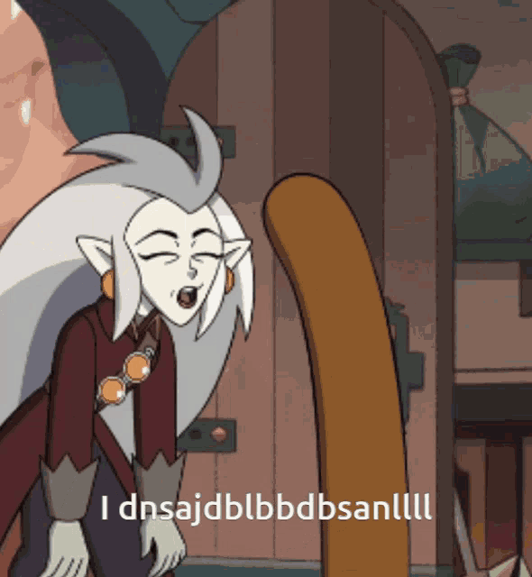 a cartoon character says i dnsajdblbbdbsanll