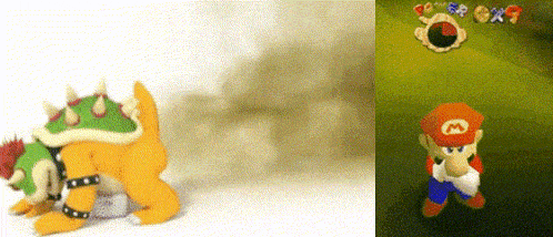 a picture of a cartoon character and a picture of a video game character