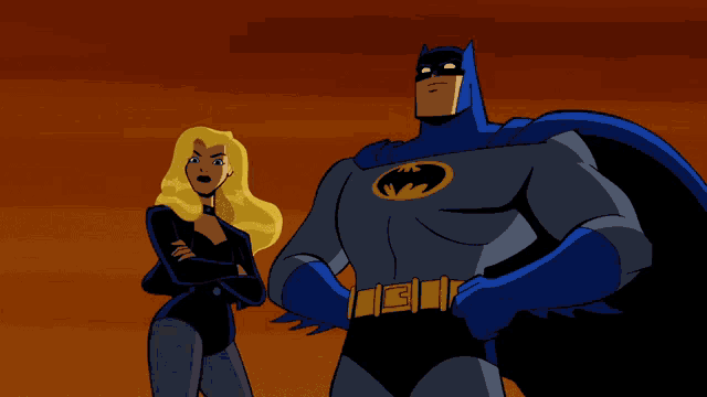 a cartoon of batman and black canary with their hands on their hips